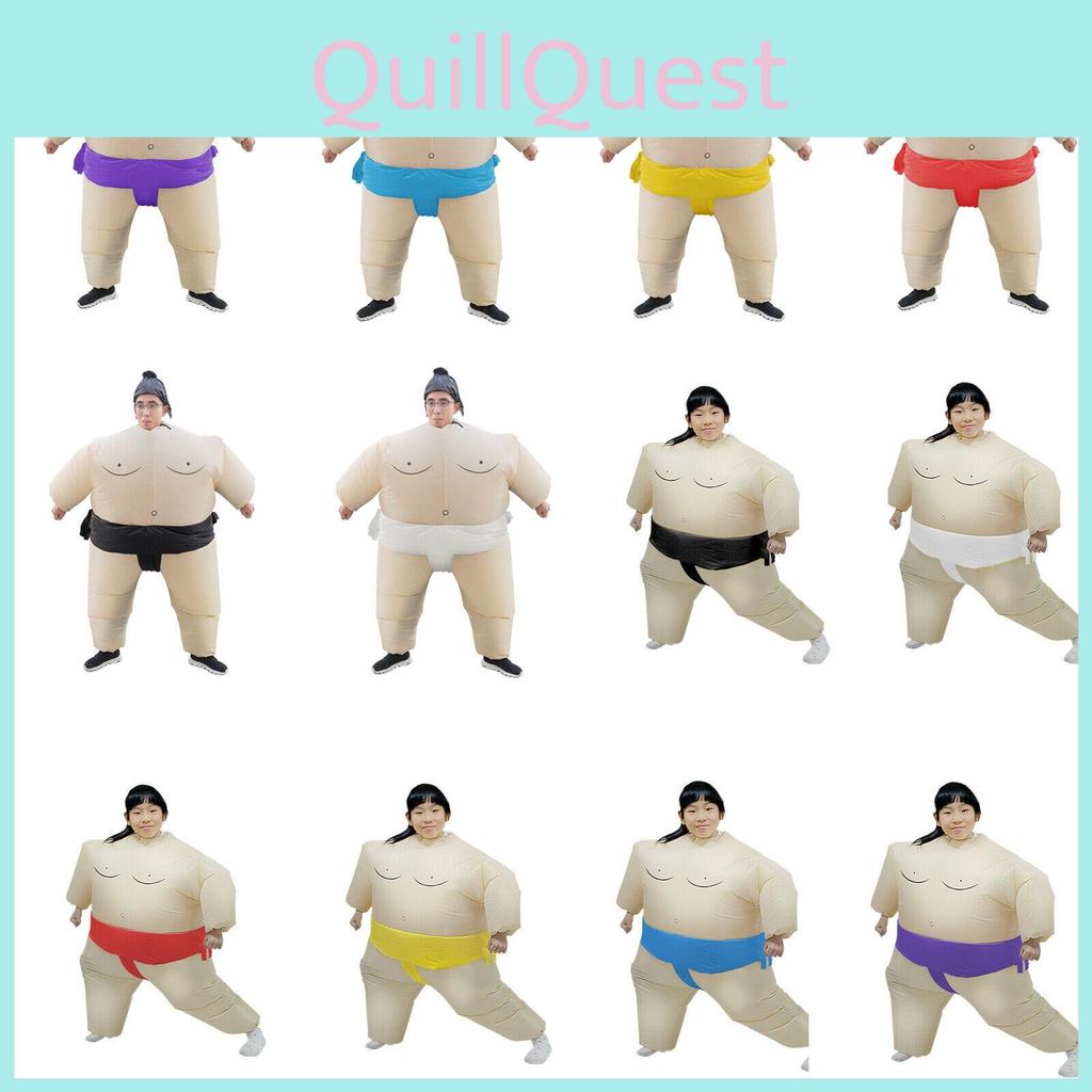 Sumo Wrestler Costume Inflatable Suit Blow Up Party Outfit Cosplay Dress Men Kid