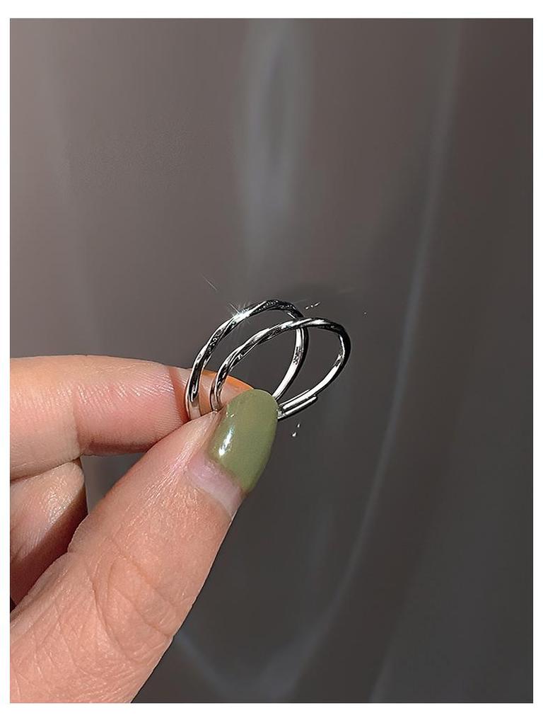 Korean Style S925 Sterling Silver Minimalist Twisted Wave Band Ring for Women - Simple, Elegant, Stacking Ring, New Trend