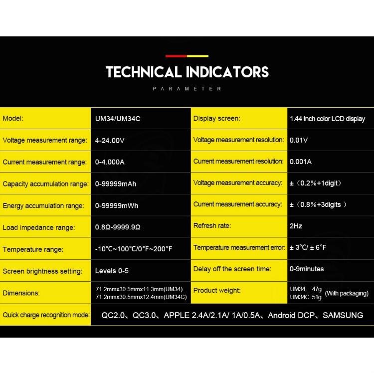 USB 3.0 Color Display Screen Tester Voltage-current Measurement Type-C Meter, Support Android APP