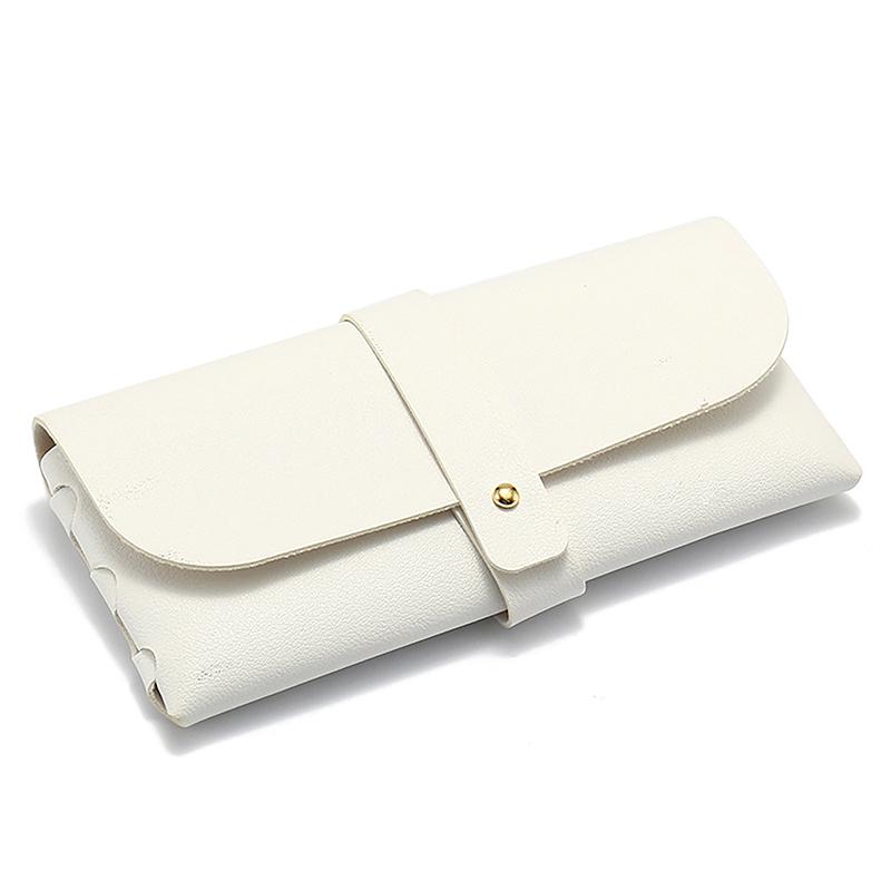 

Новая сумка для солнцезащитных очков с пряжкой для ногтей, мягкий кожаный чехол для очков, простая однотонная сумка-органайзер для путешествий на открытом воздухе, аксессуары белый