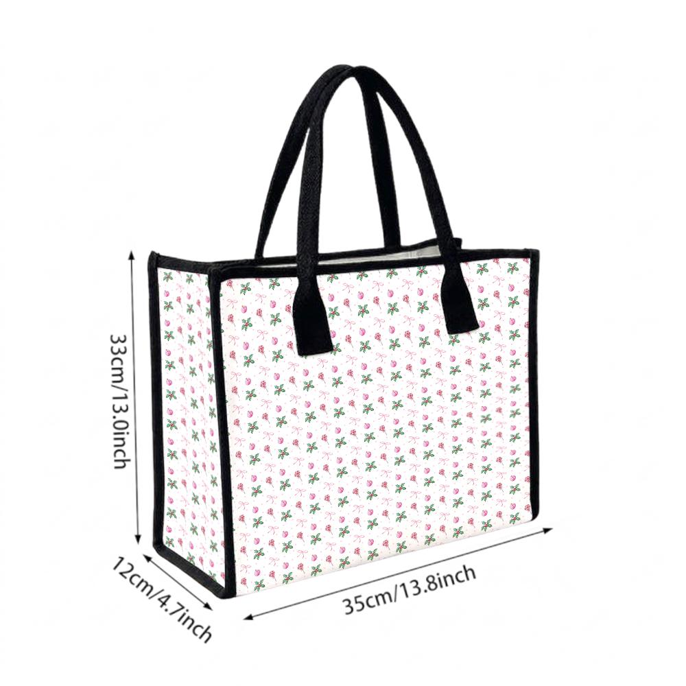 Cute Floral Print Shoulder Tote for Women Lightweight Daily Use Handbag for Shopping Work Travel Casual Commute Purse