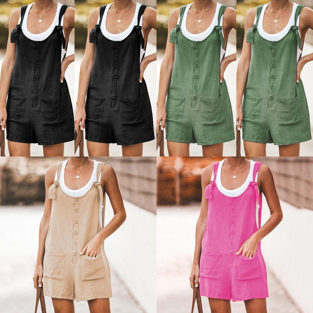 Comoda Salopette Senza Maniche da Donna con Tasche Pratiche Salopette Corta