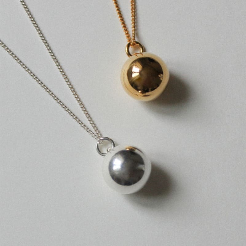 Youngglow Silver925 Silver Ball Long Necklace (2color)