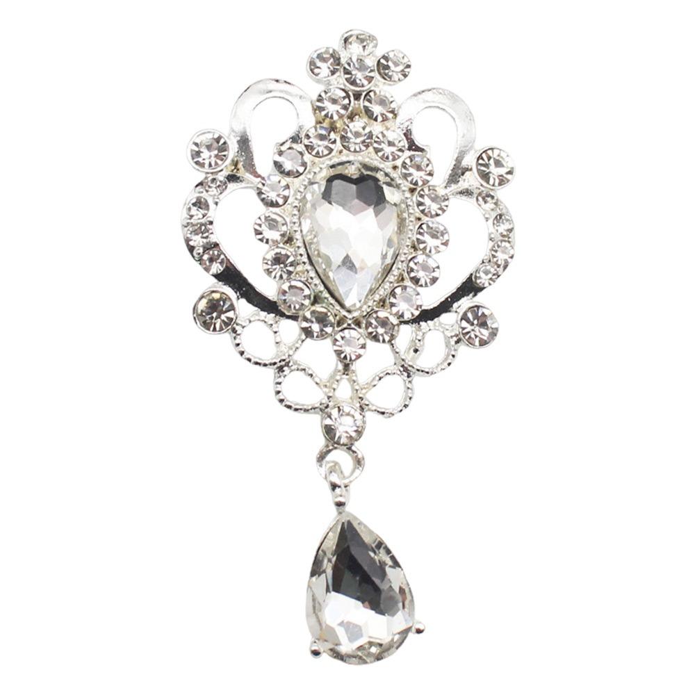Alloy Material Wedding Brooch Silver Color Rhinestone Design Rhinestone Pendant DIY Craft Flat Back Brooch Jewelry белый