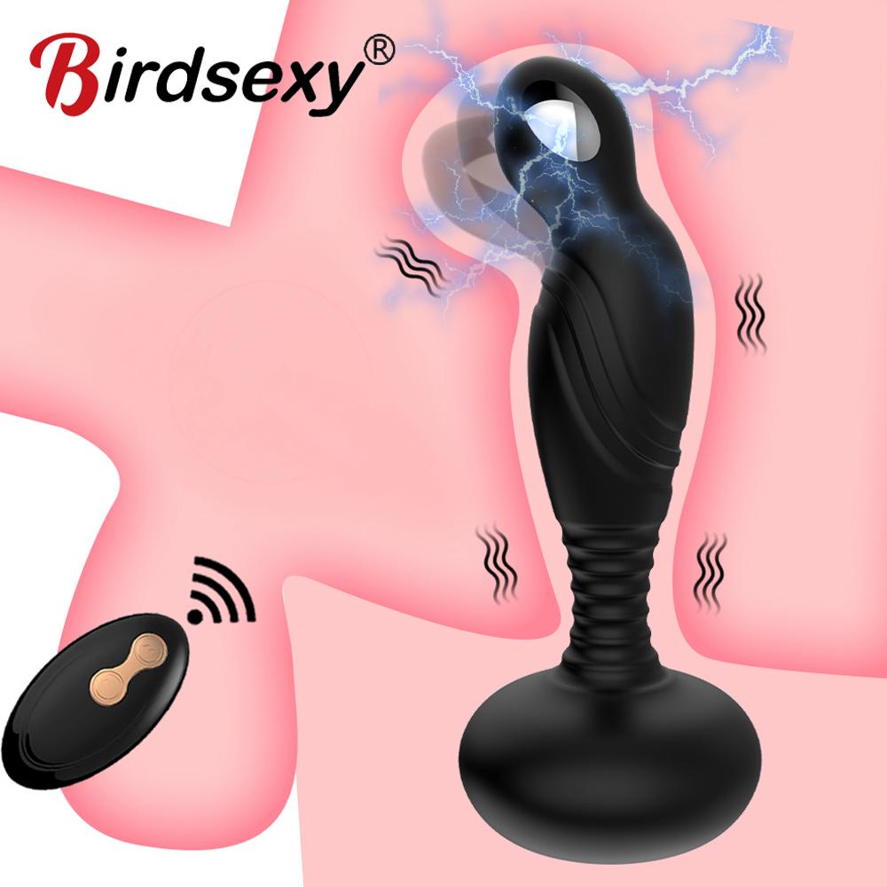 Electric Shock Pulse Man Prostate Massage Vibrators Sex Toy For Men Wireless Rotation Male Anal Butt Plug Stimulator