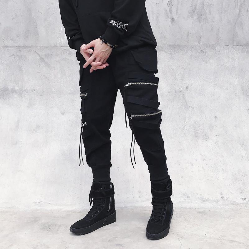 Herren Koreanischer Stil Lockerer Cargo Overall: Trendige amerikanische Streetwear mit Bündchen-Hiphop-Design