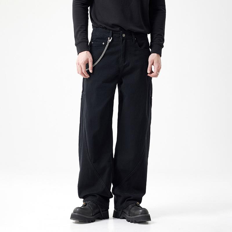Niche Designer Men's Jeans Hand-painted Splashing Ink American High Street Paint Graffiti Scimitar Pants
