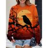 Womens Casual Hoodie With 3D Halloween Print Round Neck Lightweight Breathable Fabric