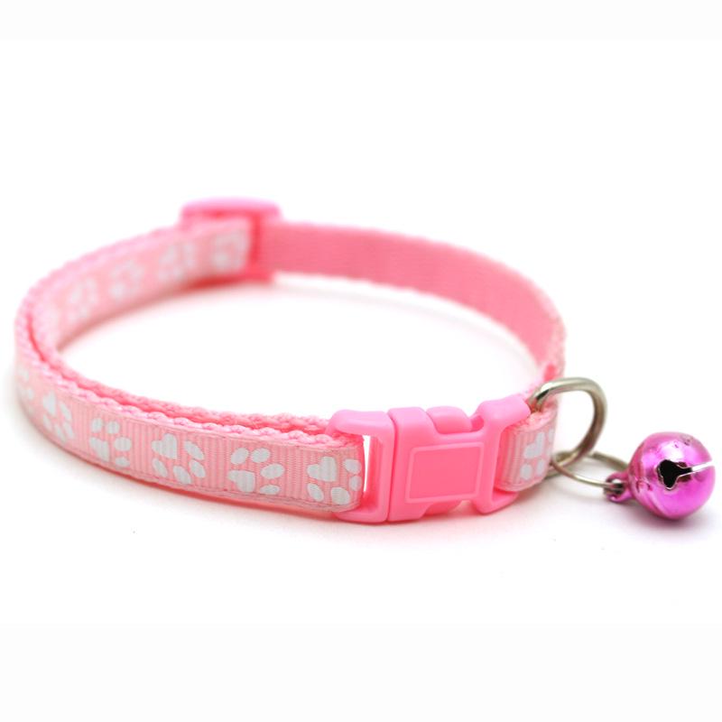 Pet Patch Cat & Dog Collar w/ Paw Print Bell & Safety Buckle