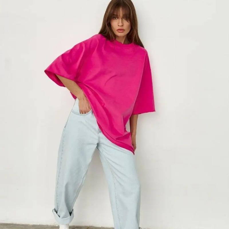 Women's Spring and Summer Solid Colour Short Sleeve Loose T-shirt