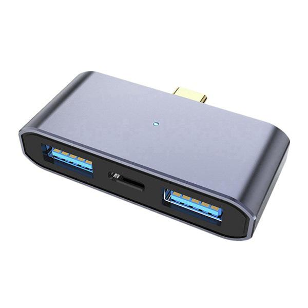 Silver Alloy USB-C Docking Station & Multi-USB Splitter Adapter for Mobile Phones Other