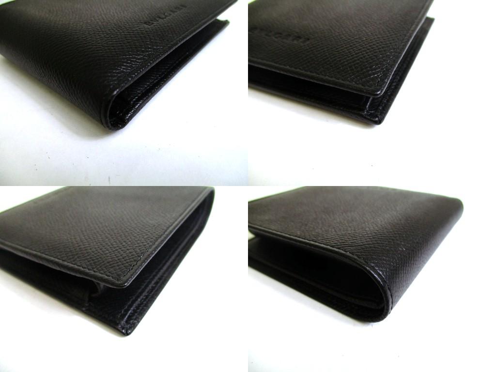 Authentic BVLGARI Black Leather Classico Bifold Wallet Compact Wallet #b167  Open box