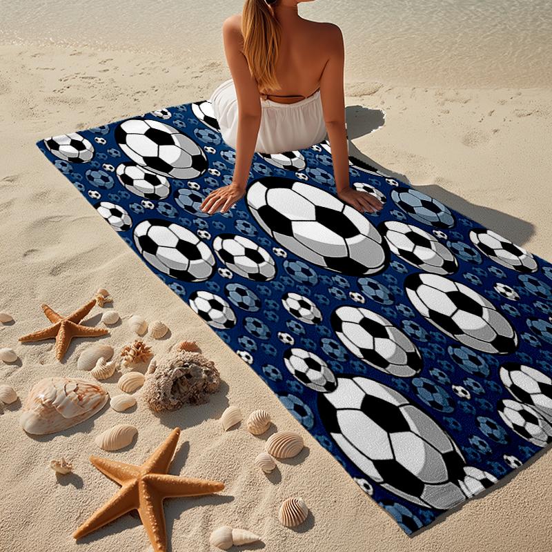 Soccer Ball Pattern Background Beach Towel, Super Soft Microfiber, Gift for Her/Him, Birthday, for Pool, Beach, Travel, Home Decor Fan Gifts