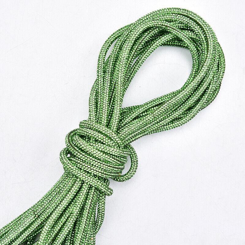 6MM Shiny Rhinestone Tube Rope Chain Empty Hot Melt Hose Bridal Applique for Jewelry Making DIY Rhinestone Tube Cord Rope
