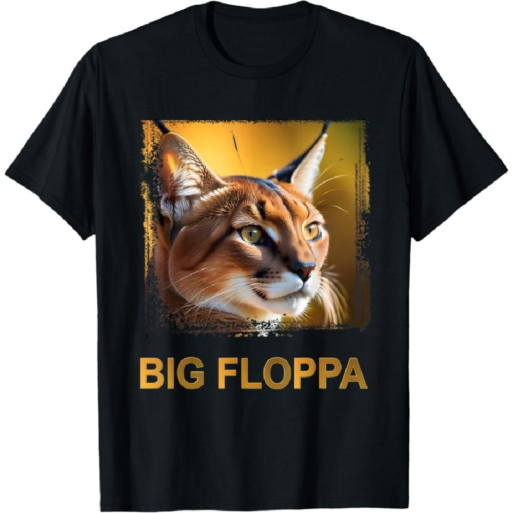 

Big Floppa Meme Cute Caracal Cat T-Shirt for Men Women Kids XXXXXL чёрный