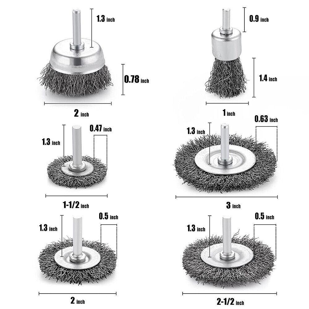 Brush 6pcs Wire Set For Cleaning Rust Removal Copper Stainless Bristles Steel