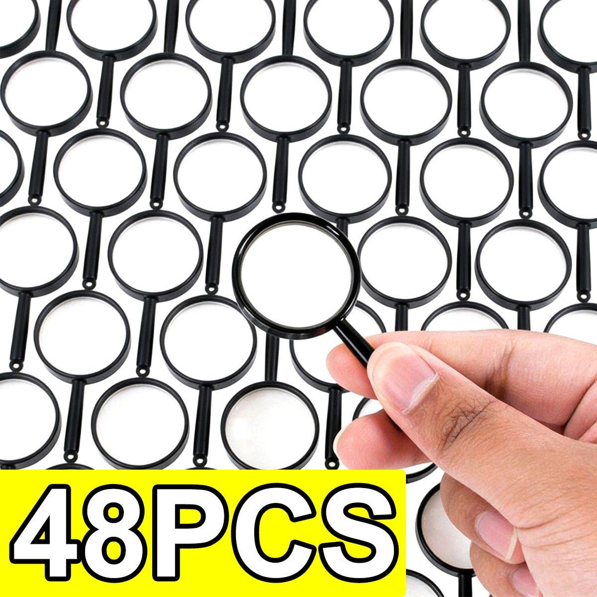 

48Pcs 5cm Black Plastic Magnifiers, Portable Handheld Field Observation Tools for Science Education ZSY