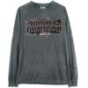 Helt Ny Seneste Model Harley-Davidson Herre Langærmet T-shirt, Grå Hvid Sort Farveblok med Logo Print, Rund Hals Smal Pasform Moto Stil