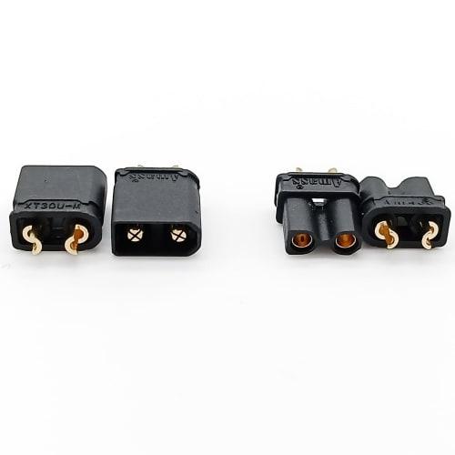 20 Pairs Amass XT30 Upgrade Connectors Black XT30U Plug Male and Female Connectors for RC LiPo Batteries (20 Pairs XT30U)