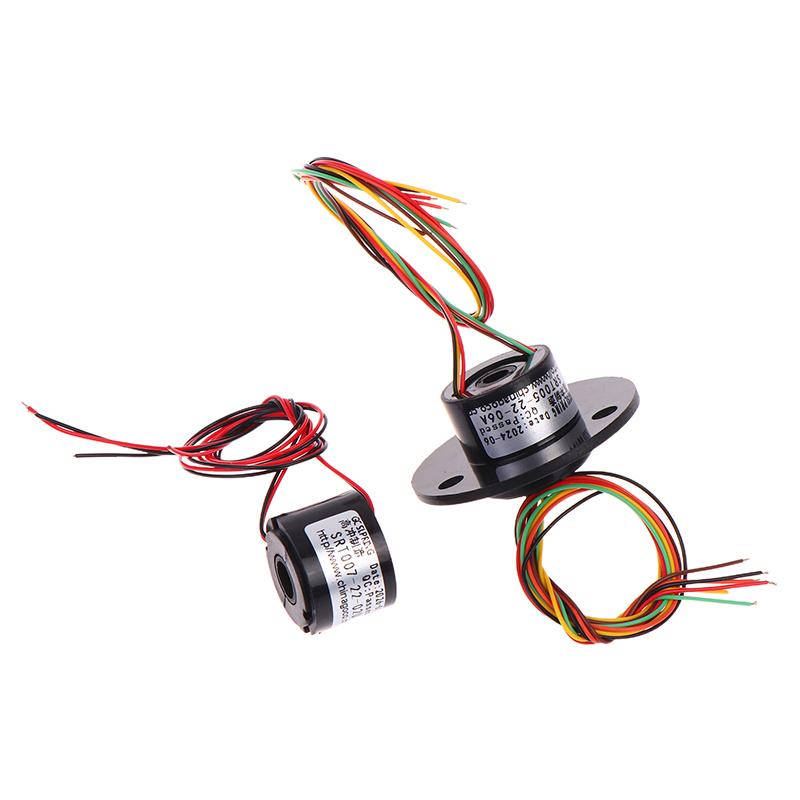 Průchozí kroužkový sběrač, vodivý kroužek, elektrický kartáč, miniaturní dutý hřídel 5 mm/7 mm, 2-kanálový, 4-kanálový, 6-kanálový, vodič 2A