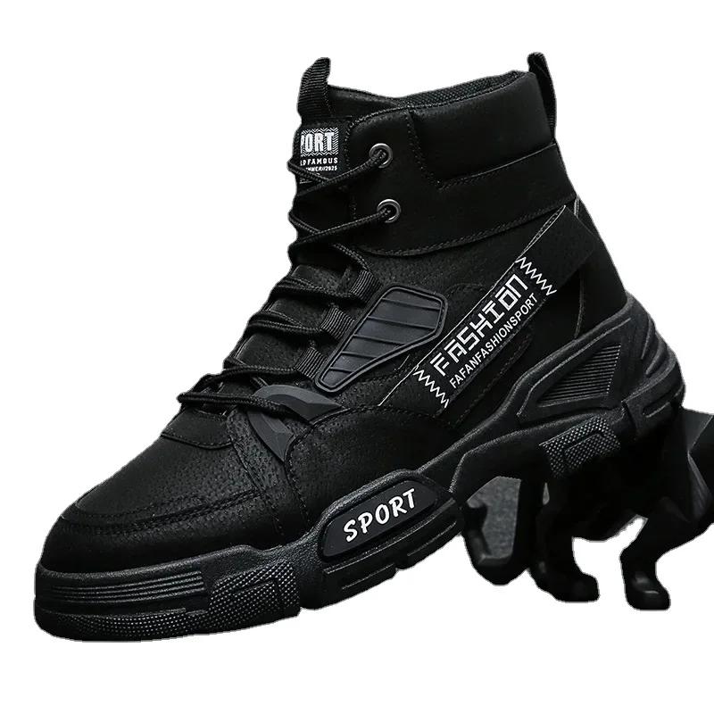 Fashion Men Boots Men Ankle Boots Autumn Outdoor Military Booties Winter Comfort High Top Shoes for Men Platform Work Boots Botas Hombre