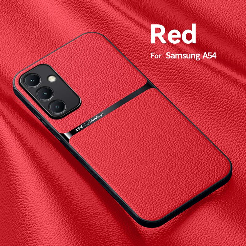 Capa de couro luxuosa com suporte magnético para carro para Samsung Galaxy A54 5G, capa traseira à prova de choque para Samsung A54 a54 A 54 5G