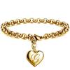 1 StückNeuer Goldfarbener Initialbuchstabe Herzanhänger Armbänder Für Frauen Edelstahl Gliederkettenarmband Mit 26 Buchstaben Graviert