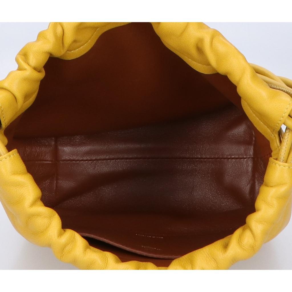 VALENTINO 4W0P0AC3ZFJ Lamb Leather Logo Hardware Pouf Mini Bucket Shoulder bag Mustard/GDHardwareUsed