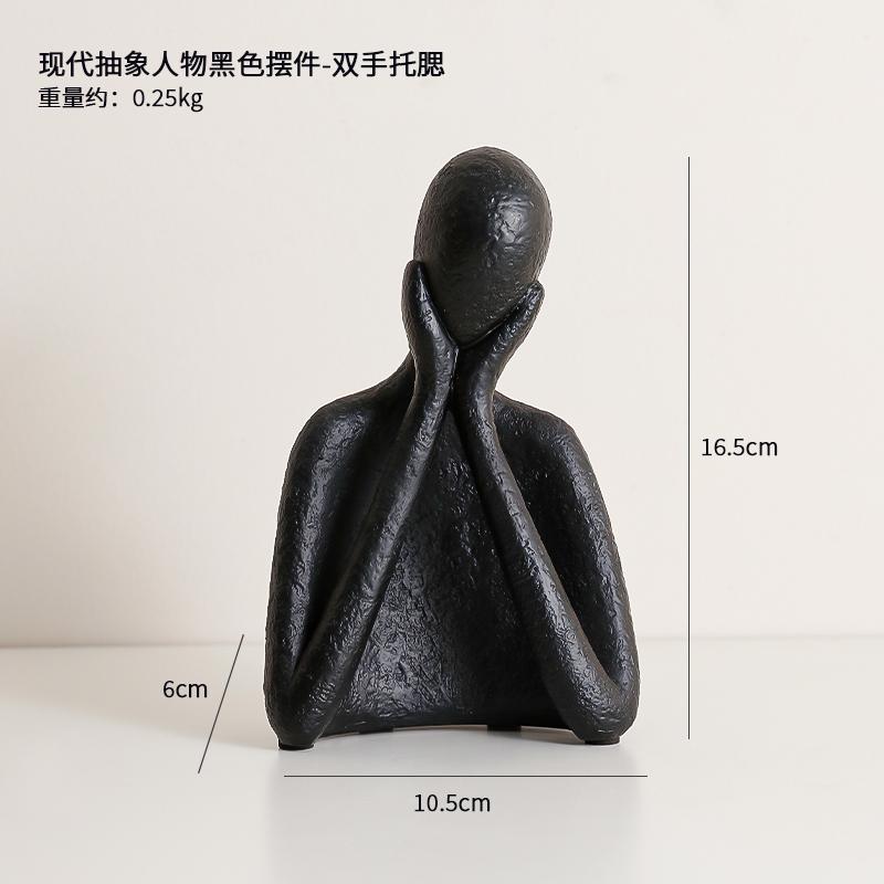 

European Style Ceramic Figure Sculpture Handicraft Black and White Human Body Ornaments Abstract Art Living Room Office Ornament