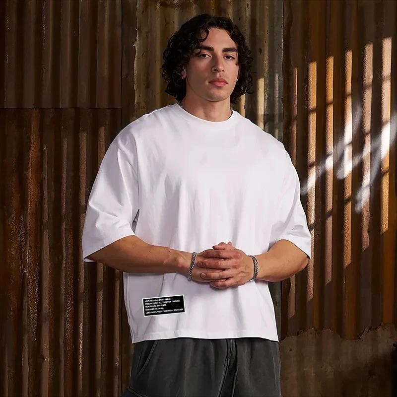Men s Cotton Heavyweight Oversized Boxy Style Dropped Shoulder Casual T-Shirt M