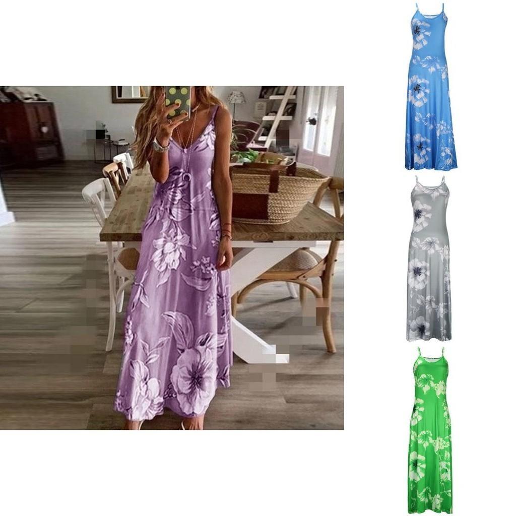 Women's Oversized Floral Printed Sleeveless Maxi Dress For Summer Holidays