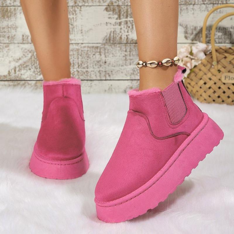 Women's Wide Width Platform Snow Boots, Retro Plush Lined Ankle Boots, Winter Warm Booties Wholesale