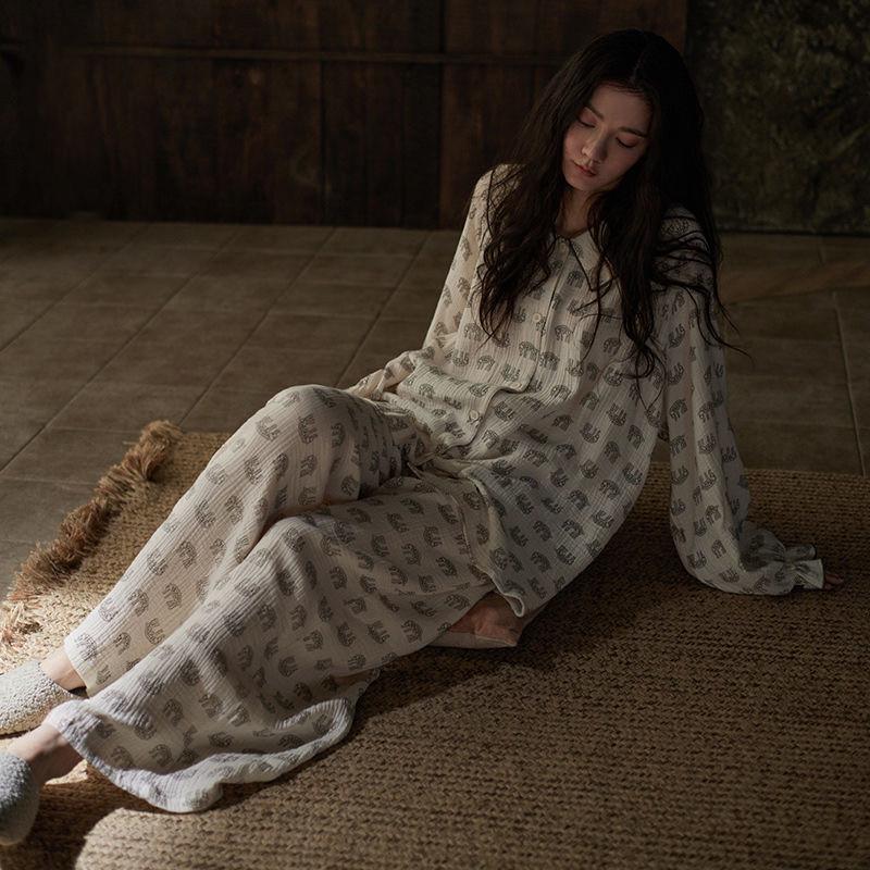 Damen Anti-Ausbeulungs-Pyjama-Set mit Polsterung: Langärmlig & Hose, Lässiger Fauler Stil für Frühling bis Winter