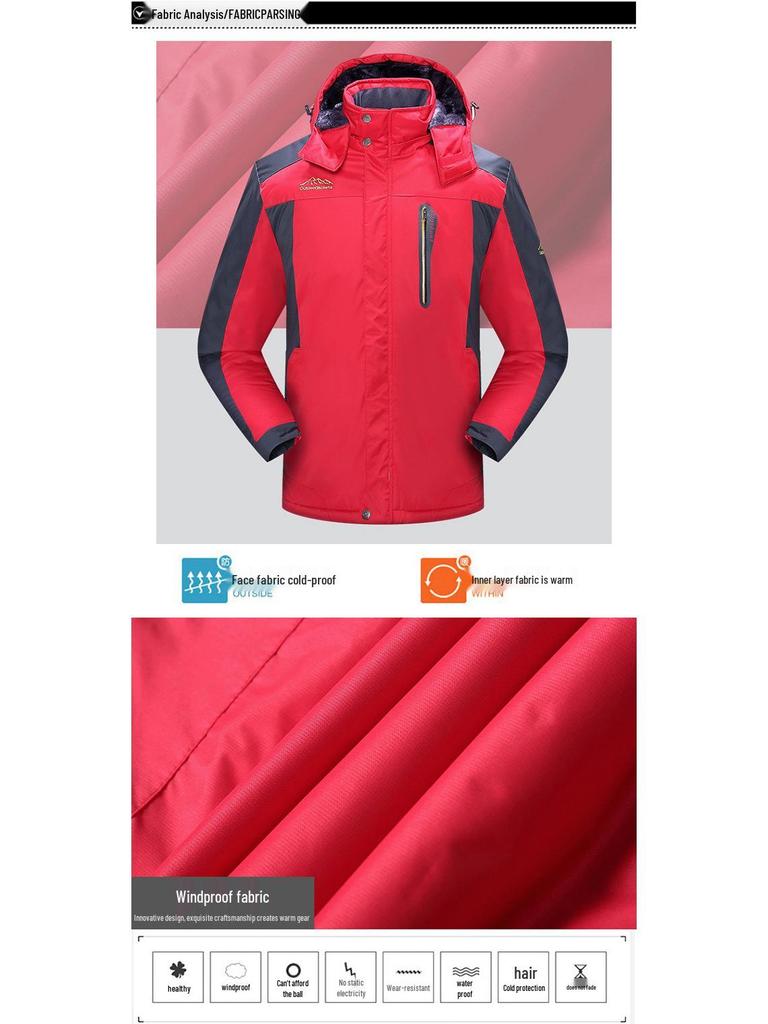 Unisex Plus Size Windproof Winter Jacket, Waterproof Warm Outerwear for Outdoor and Mountain Adventures.