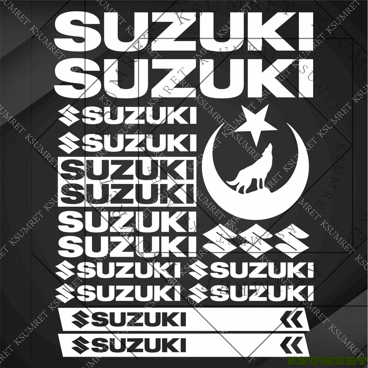Vinyl Suzuki Sticker Decals Tank Logo Set Helmet Emblem Kit белый