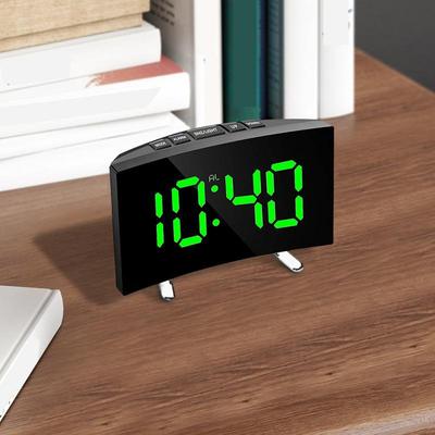 Digital Alarm Clocks For Kids LED Alarm Clock Curved Screen Large Display Alarm Clock For Bedroom Study LED Desktop Clock Silent