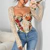 Women's Summer Niche Vintage Flower Wrap Lace Sexy Lace Up Top