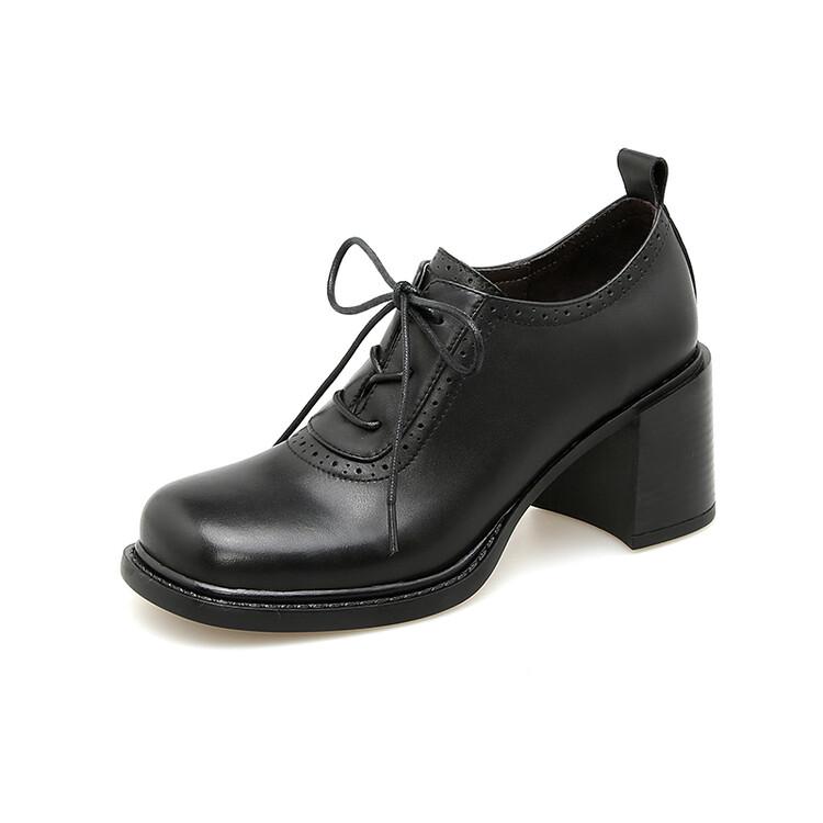 Fashion New Spring Genuine Leather Women Shoes Square Toe Women Pumps Shoes for Women High Heel Chunky Heel Shoes Zapatos Mujer Loafers