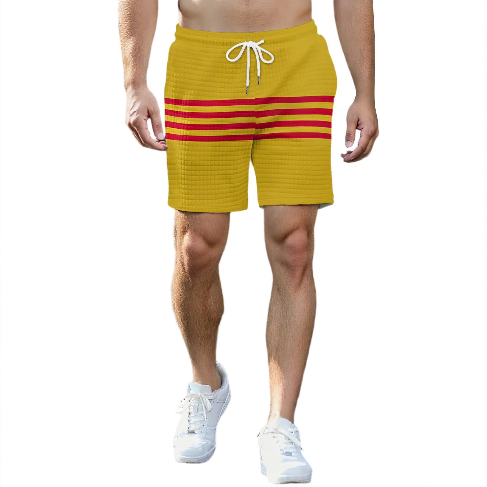 

Мужские модные спортивные шорты с принтом, эластичный пояс, карманы, спортивные шорты XL жёлтый