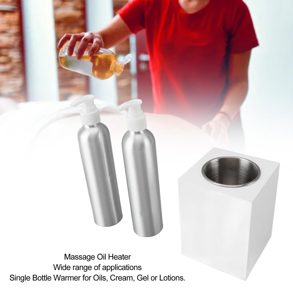 Massage Oil Heater Professional Single Bottle Quick Heating Lotion Warmer with 2pcs Aluminum Bottles Massage Oil Warmer