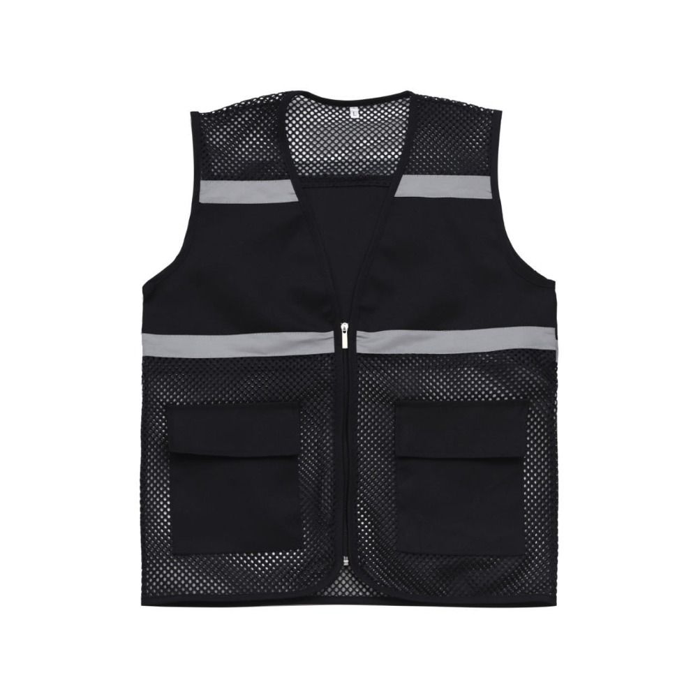 Vest With Reflective Strips Black Mesh Vest Safety Vest  Construction Traffic Railway Metro Workers