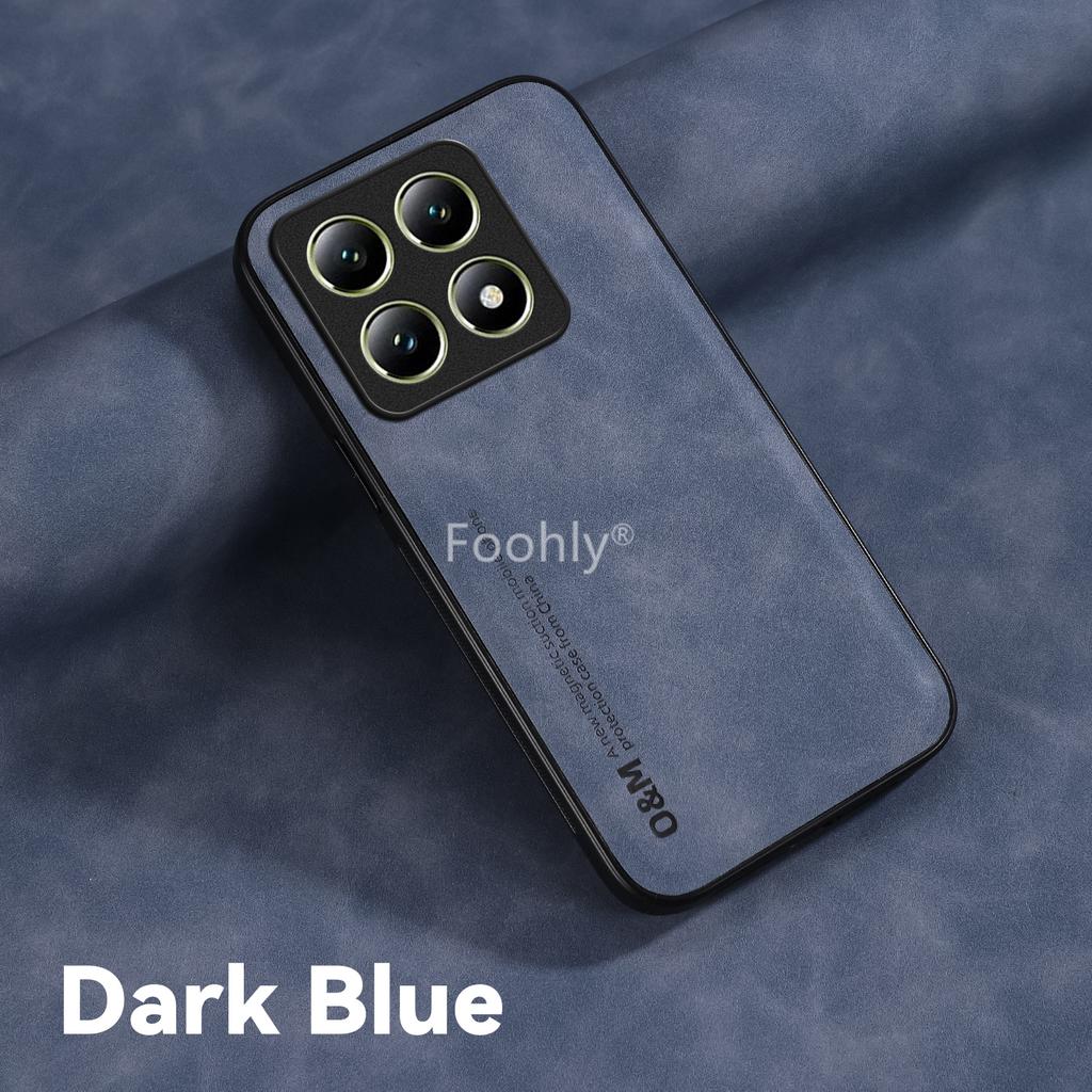 Nubuck Leather Magnetic Case for Xiaomi 14T Pro Mi 14 5G Protective Cover Shockproof Back Shell Coque Capa Fundas