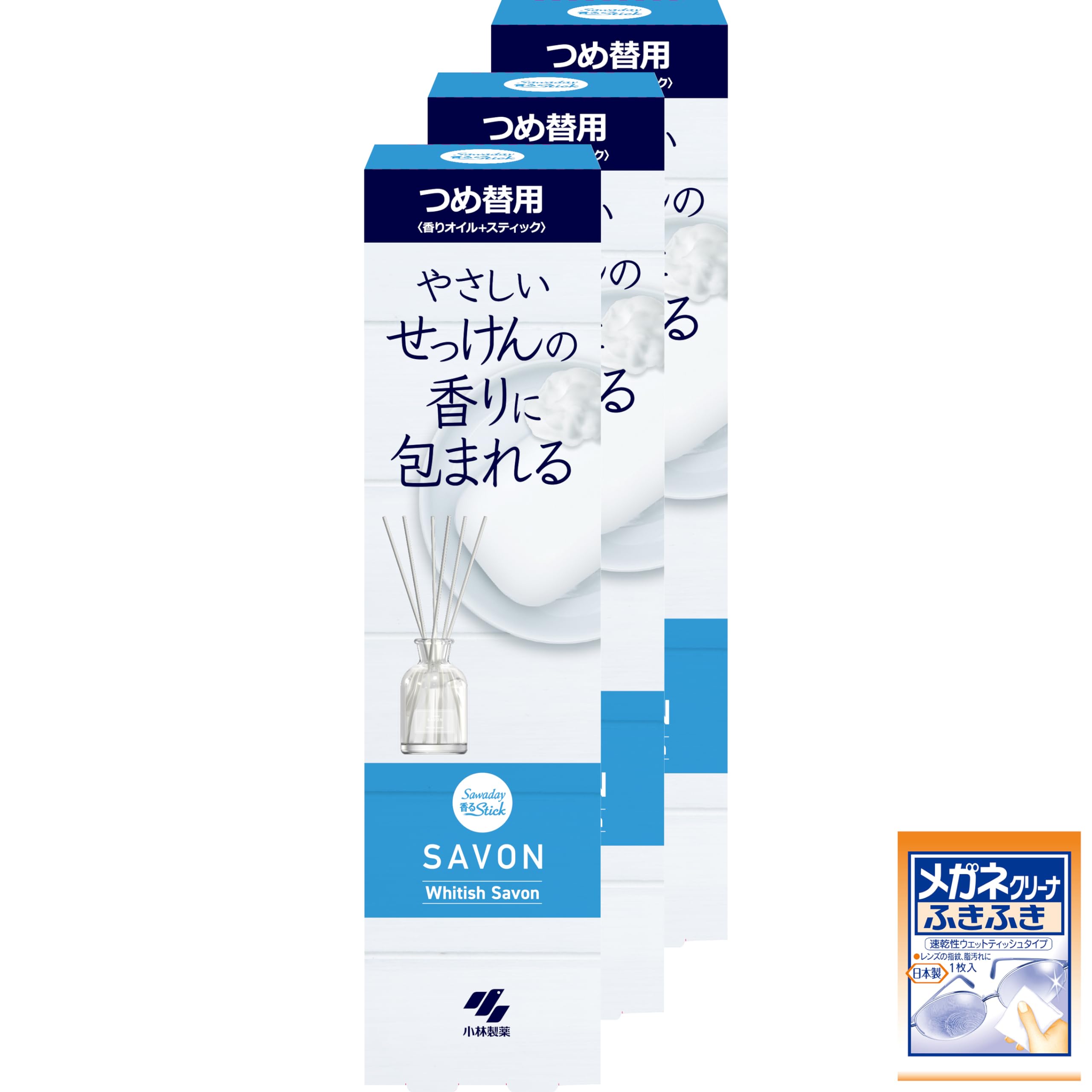 

Sawaday Scented Stick SAVON Refill White Tish Sabon 70ml x 3 For Room that looks great in your room or [Bulk Purchase] (Bonus Included) [Diffuser