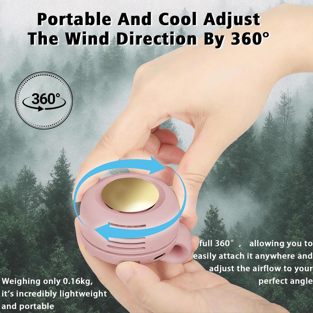 Portable Mini Bladeless Fan Hands Free Clip On Waist Shirt Cooling Fan 3 Speed Silent for Camping Hiking Office