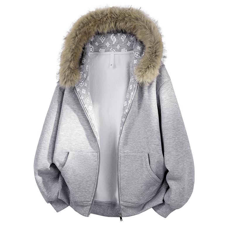 

Hooded and Flannel Shirt Cardigan Sweatshirt Loose Autumn and Winter Men s and Women s Couple s Jacket XXXL