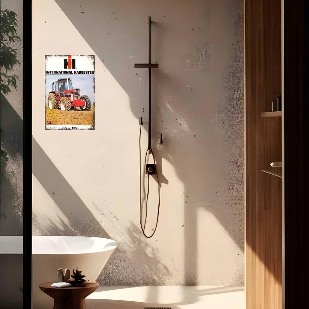 Scenic Farmland with Tractor Driving Over Green Hills Vintage Metal Wall Sign Decor Poster Frames Garage Living Room