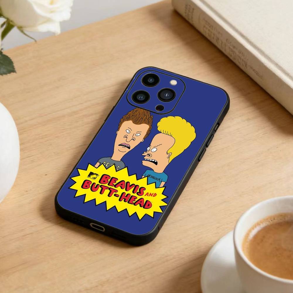 Cartoon B-Beavis And Butt-Head Phone Case For iPhone 16,15,14,13,12,17,Pro Max,Plus Silicone Black Case