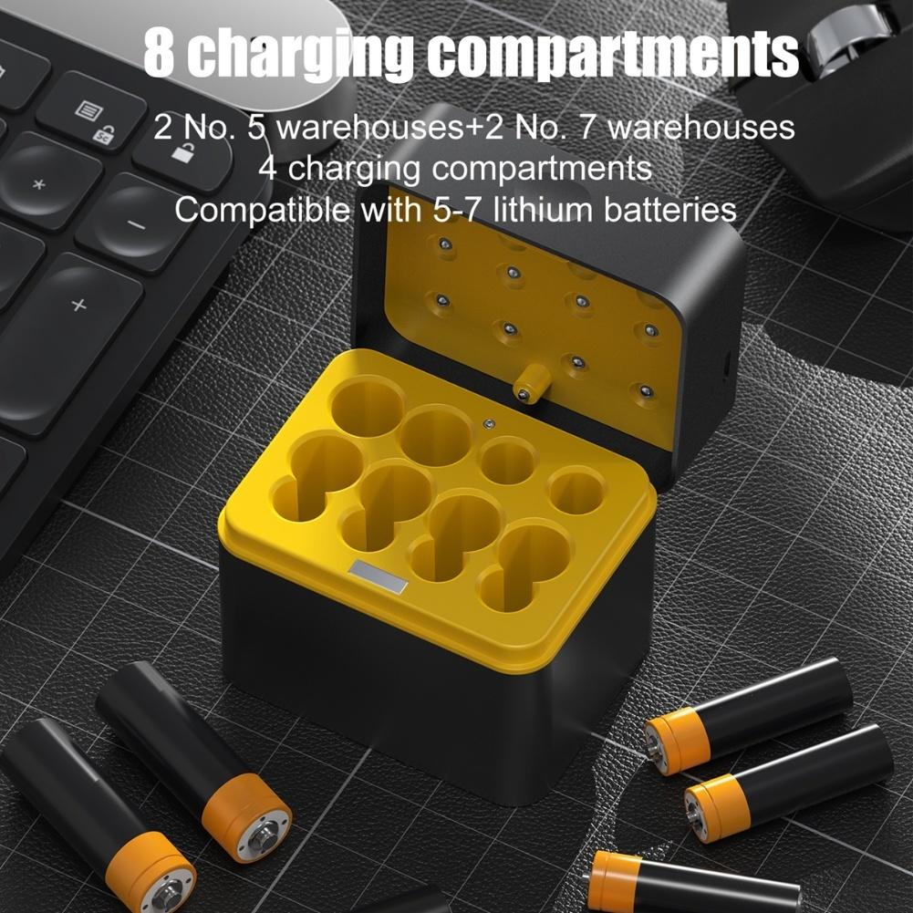 AAAAA Battery Charging Case Charger for 57 Size AA AAA Lithium Batteries 1 5V Fast Charging Storage Box with USB C Input
