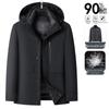 Men's Hooded Down Jacket with Removable Liner, 3-in-1 Design for Middle-Aged and Elderly.