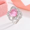 Romantic Cherry Blossom Pink Heart-Shaped Zircon Ring for Women 925 Silver Plated Fashion Jewelry Perfect for Parties Wedding